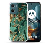 Cokitec - Carcasa Reforzada para Motorola G05/E15, Textura de mármol, Color Verde
