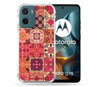 Cokitec - Carcasa Reforzada para Motorola G05 y E15, Textura de Azulejos de Cemento, Color Rojo