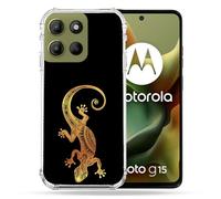 Cokitec - Carcasa Reforzada para Motorola G15, diseño de Animales Lezard, Color Negro