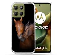 Cokitec - Carcasa Reforzada para Motorola G15, diseño de Caballo, Color marrón