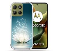 Cokitec - Carcasa Reforzada para Motorola G15, diseño de Flores, Color Blanco