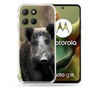 Cokitec - Carcasa Reforzada para Motorola G15, diseño de jabalí, Madera