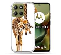 Cokitec - Carcasa Reforzada para Motorola G15, diseño de Jirafa, Color Blanco