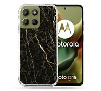 Cokitec - Carcasa Reforzada para Motorola G15, Textura de mármol, Color Negro