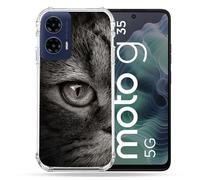Cokitec - Carcasa Reforzada para Motorola G35 5G, diseño de Gato, Color Gris