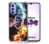 Cokitec - Carcasa Reforzada para Samsung Galaxy A34 5G y Manga My Hero Academia Shoto (Cristal Templado), Color Negro