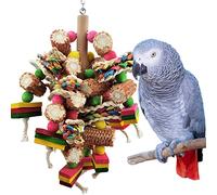 Cokliomc Juguetes para pájaros, loros, juguetes para pájaros hechos de bloques de madera multicolor natural para loros grises africanos, loros amazónicos, pájaros pequeños y medianos para ejercitar la