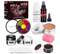 COKOHAPPY Kit de maquillaje SFX de Halloween, 3 maneras de crear efectos especiales para escenario, kit de maquillaje teatral para pintura corporal y facial profesional