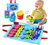 Cokomono Juego de Pesca Montessori para Niños 2+ Años - 22 Piezas con Alfombra, Caña Magnética y Animales Marinos | Juguete Educativo Motricidad Fina