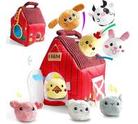 Cokomono Juguetes Bebés 3-12 Meses, Juguetes Sensoriales con Granja, 8 Sonajeros de Animales y Espejo, Juguete Montessori para Bebes 3 6 12 Meses, Regalo Niños Niña 1 Año