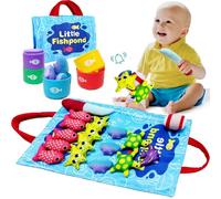 Cokomono Juguetes Niños 1 Año, Juego Pesca con 15 Peces Tela y 5 Cubos Apilables, Bolsa, Juguetes Montessori para Niños 1 Años, Regalo Bebés 6-12 Meses, Juguetes Educativos para Bebés 1 2 3 Año