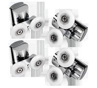 Cokritsm 4pcs Ruedas Mampara Ducha 23mm, Rodillo Mampara Ducha 23mm Ducha Doble Puerta Ruedas Ducha Puerta Rodillos 4 piezas, Ducha Puerta Doble Rodillos Runners, se Adapta a Vidrio de 4 a 8 mm