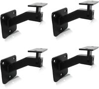 Cokritsm Soporte de pasamanos ajustable negro, soportes de pasamanos de escalera de hierro, soportes cuadrados ajustables para escalera y escalera, 4 piezas