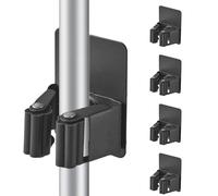 Cokshy Colgador Escobas y Fregonas, 4 Piezas Soporte Escobas Pared Adhesivo de Acero Inoxidable Sin Perforar para Cocina, Baño, Armario, Jardín, Garaje (Gris Oscuro)