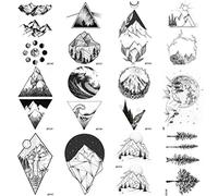 COKTAK 12 Hojas Geometría Triángulo Montaña Etiqueta Engomada Del Tatuaje Temporal mujeres Brazo Arte Arte Dibujo Impermeable Fake Mar Negro Tejido bosque Personalizado Temporary Tattoos