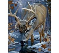 COKYIS 5D Kit de Pintura de Diamante Ciervo en un paisaje nevado Bricolaje Punto de Cruz Bordado Diamond Art Painting Kits, para Adultos Niños Decoración Pared Hogar(40 * 50cm)