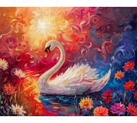 COKYIS 5D Kit de Pintura de Diamante Flor de cisne Bricolaje Punto de Cruz Bordado Diamond Art Painting Kits, para Adultos Niños Decoración Pared Hogar(40 * 50cm)