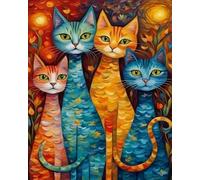 COKYIS 5D Kit de Pintura de Diamante Gato abstracto Bricolaje Punto de Cruz Bordado Diamond Art Painting Kits, para Adultos Niños Decoración Pared Hogar(40 * 50cm)