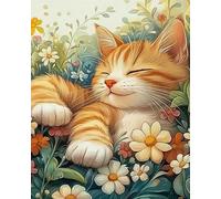 COKYIS 5D Kit de Pintura de Diamante Gato durmiendo Bricolaje Punto de Cruz Bordado Diamond Art Painting Kits, para Adultos Niños Decoración Pared Hogar(40 * 50cm)