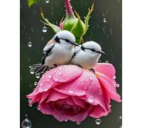 COKYIS 5D Kit de Pintura de Diamante Gota de agua con flores Pájaro Bricolaje Punto de Cruz Bordado Diamond Art Painting Kits, para Adultos Niños Decoración Pared Hogar(40 * 50cm)