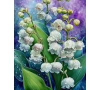 COKYIS 5D Kit de Pintura de Diamante Lirio de los valles Bricolaje Punto de Cruz Bordado Diamond Art Painting Kits, para Adultos Niños Decoración Pared Hogar(40 * 50cm)