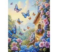 COKYIS 5D Kit de Pintura de Diamante Mariposas y flores Bricolaje Punto de Cruz Bordado Diamond Art Painting Kits, para Adultos Niños Decoración Pared Hogar(40 * 50cm)