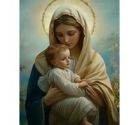 COKYIS 5D Kit de Pintura de Diamante Mujer religiosa y niño Bricolaje Punto de Cruz Bordado Diamond Art Painting Kits, para Adultos Niños Decoración Pared Hogar(40 * 50cm)