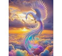 COKYIS 5D Kit de Pintura de Diamante Nubes coloridas y fénix Bricolaje Punto de Cruz Bordado Diamond Art Painting Kits, para Adultos Niños Decoración Pared Hogar(40 * 50cm)