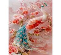 COKYIS 5D Kit de Pintura de Diamante Pavo real floral Bricolaje Punto de Cruz Bordado Diamond Art Painting Kits, para Adultos Niños Decoración Pared Hogar(40 * 50cm)