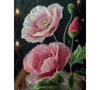 COKYIS 5D Kit de Pintura de Diamante Planta Flor de amapola Bricolaje Punto de Cruz Bordado Diamond Art Painting Kits, para Adultos Niños Decoración Pared Hogar(40 * 50cm)