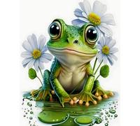 COKYIS 5D Kit de Pintura de Diamante Ranas con flores Bricolaje Punto de Cruz Bordado Diamond Art Painting Kits, para Adultos Niños Decoración Pared Hogar(40 * 50cm)