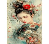 COKYIS Kit de punto de cruz para Mujer en kimono 11 quilates kits de punto de cruz preimpresos,diseño de bordado para manualidades, 40x50cm