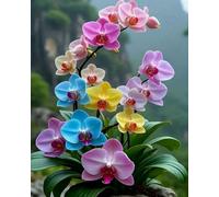 COKYIS Kit de punto de cruz para Orquídeas coloridas 11 quilates kits de punto de cruz preimpresos,diseño de bordado para manualidades, 40x50cm