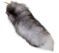 Cola de 15.75 Pulgadas de Animales pelos pelos furiosos de Llavero de Zorra de zalla de Realista Therian para Mochila de Bolsas de Mochila, Plata