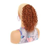 Cola de Caballo 10 Inch Short Ponytail Hair Extension Deep Wavy Curly Drawstring Ponytail Hairpieces Heat Resistant Synthetic Curly Ponytail Extension for Women Chica Postizos de Pelo (Color : 30C)