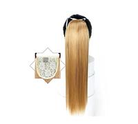 Cola de caballo 22" Long Straight Ponytail Extensions for Women, Soft Heat Resistant Synthetic Clip in Drawstring Hairpieces(006)
