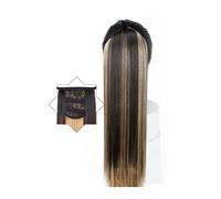 Cola de caballo 22" Long Straight Ponytail Extensions for Women, Soft Heat Resistant Synthetic Clip in Drawstring Hairpieces(002)