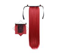 Cola de caballo 22" Long Straight Ponytail Extensions for Women, Soft Heat Resistant Synthetic Clip in Drawstring Hairpieces(007)