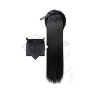 Cola de caballo 22" Long Straight Ponytail Extensions for Women, Soft Heat Resistant Synthetic Clip in Drawstring Hairpieces(008)
