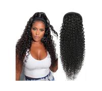 Cola de Caballo 8-26" Drawstring Ponytail Extension, Kinky Curly Human Hair Pony Tail Natural Color Brazilian Hair Clip in Afro Curly Ponytail Hairpieces for Women Chica Postizos de Pelo (Color : Nat