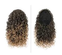 Cola de caballo, Cola de caballo rizada 35 cm for mujer, postizo afro sintético(Grey+gold)