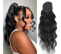 Cola de caballo, Coleta con cordón negro de 100 g, 100% cabello humano Remy Extensión de cola de caballo(24inch)