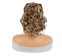 Cola De Caballo Con Cordón Rizado De 8 Pulgadas For Mujer, Extensión De Cola De Caballo Corta De 80 G, Postizo Sintético For Uso Diario Easy Installation and Removal(Brown with Highlights)