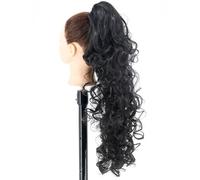 Cola de caballo de cabello humano Peluca de cola de caballo alta rizada de 56 cm con pinza y ondas grandes Extensiones de cola de caballo(White)