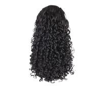 Cola de caballo de cabello humano rizado con cordón para mujeres afroamericanas, virgen brasileña, onda profunda, extensión de cabello negro natural para uso diario (8 pulgadas)