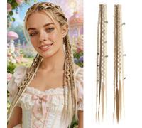 Cola De Caballo Elástica Dread, Cola De Caballo Trenzada Elástica De 2 Piezas, Fácil De Manejar For Celebraciones Navideñas, Juegos De Roles Y Peinado Diario(Platinum Blonde,20 Inch)