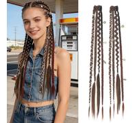 Cola De Caballo Elástica Dread, Cola De Caballo Trenzada Elástica De 2 Piezas, Fácil De Manejar For Celebraciones Navideñas, Juegos De Roles Y Peinado Diario(Light Brown Mix,16 Inch)