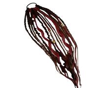 Cola de caballo elástica para rastas con cinta, extensiones de cabello trenzadas a mano bohemias con perlas y colgantes, trenzas de accesorios, para una cola de caballo en solo un minuto (I)