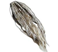 Cola de caballo elástica para rastas con cinta, extensiones de cabello trenzadas a mano bohemias con perlas y colgantes, accesorios trenzas, para una cola de caballo en solo un minuto (E)