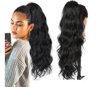 Cola de caballo, Extensión de cola caballo brasileña Remy - Cabello humano ondulado con clip mágico(28inches)